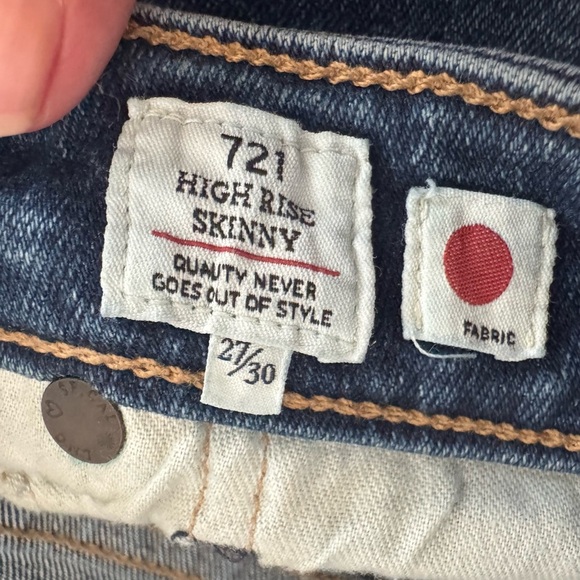 Levi's Anthropologie Made & Crafted High Rise 721 Skinny Jeans Side Stripe 27/30 - Picture 10 of 11